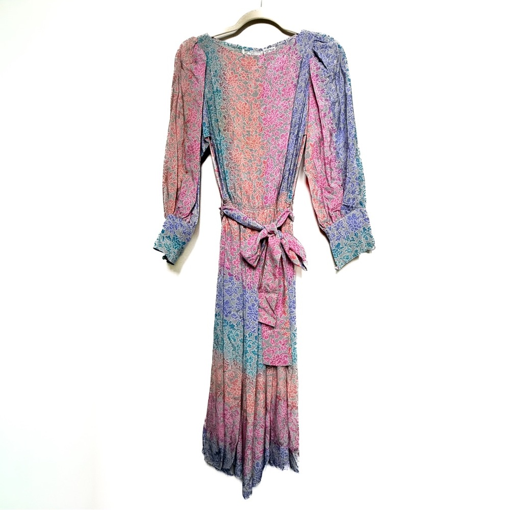 Vintage Anne Crimmins 100% Silk Jacquard Floral Midi Dress 6 | Umi Collections - Picture 3 of 10